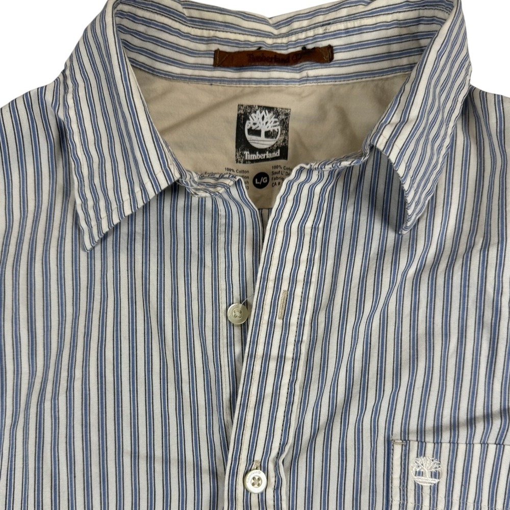 Timberland Mens L/G‎ Striped Button Down Shirt Long Sleeve Logo Cotton Casual